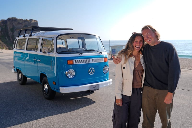 Volkswagen debuts restored vintage blue bus that survived a California wildfire and melted hearts