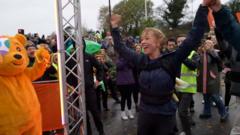Watch: Moment Sara Cox crosses finish line after 135-mile charity run