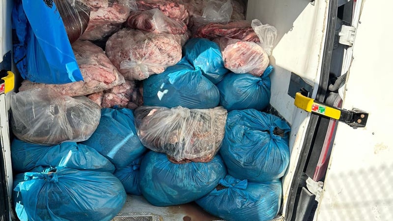 Minibüste 2 ton kaçak sakatat ele geçirildi